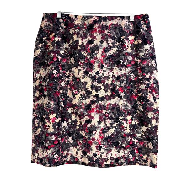 Talbots size 14P petite skirt multi color black white pink gray fitted pencil - Picture 1 of 6